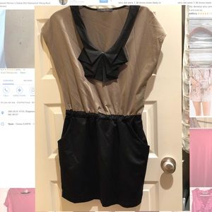Black and dark gold/tan bow tie dress